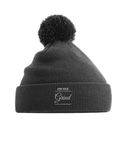 On The Grind - (white embroidery) - pom pom beanie hat