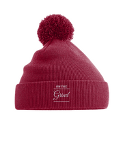 On The Grind - (white embroidery) - pom pom beanie hat