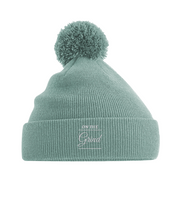 On The Grind - (white embroidery) - pom pom beanie hat