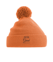 On The Grind - (black embroidery) - pom pom beanie hat