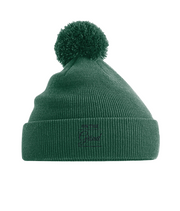 On The Grind - (black embroidery) - pom pom beanie hat
