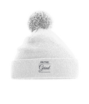 On The Grind - (black embroidery) - pom pom beanie hat